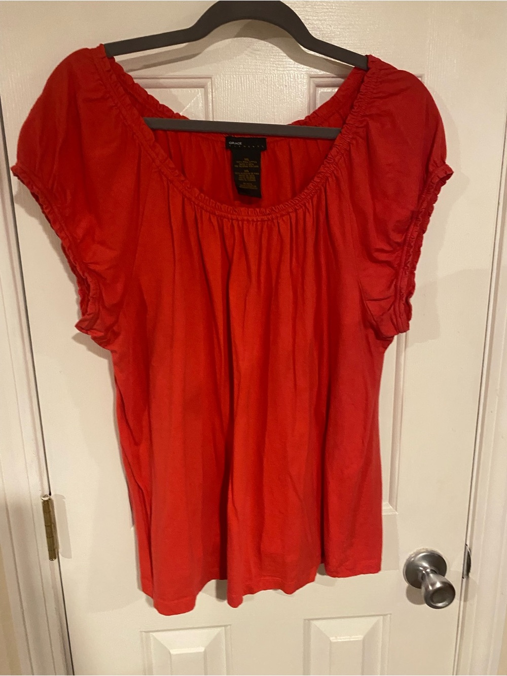 Grace Elements Red Short-Sleeve Peasant Blouse
